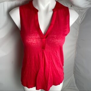 Gap semi sheer cute sleeveless hot pink v-neck top S